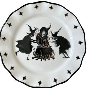 Potter's Studio Set of 4 Halloween Witches Brew Dinner Plates 10in Scalloped New